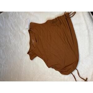 Women's Maternity Brown Sleeveless Tank Top with Side Drawstrings